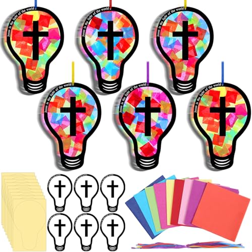 Eaasty 32 Sets Illumination Theme Vbs Crafts DIY Bulb Suncatcher for Kids