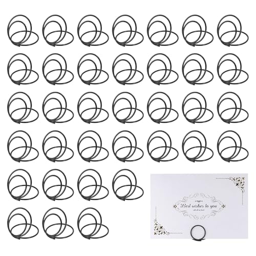 QUARKZMAN 36 Piezas de Mini Portatarjetas, Portafotos Redondos para Mesas, Carteles de Comida, Notas de Memoria, Bodas, Restaurantes, Cumpleaños, Fiestas, (1x1.2, Negro)