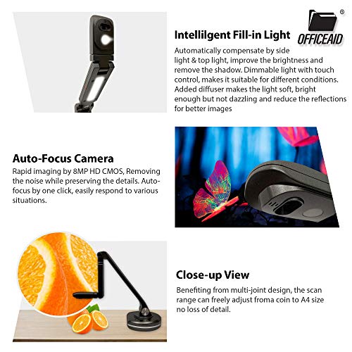 Light Compact High Definition 8MP USB Document Camera for laptop Built-in Microphone Mac Windows Chromebook OS Compatible for Live Demo Doc Camera for online teaching Distance Learning Remote Teaching