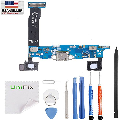 Unifix-Charging Port Flex Cable Dock Connector USB Port Replacement for Samsung Galaxy Note 4 N910T Tmobile + Premium Tools