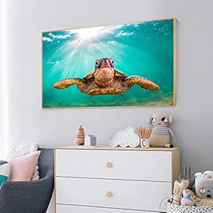 Blauwe Schildpad Schildpad Zeegezicht Muur Canvas Schilderij Nordic Dier Foto Poster Print Gallery Woonkamer Home…