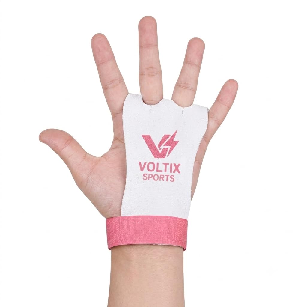 VOLTIX SPORTS Gymnastics Hand Grips Adjustable Wrist Support Gloves for Bars, Pull-Ups, Kettlebells, CrossFit & Gym Workouts - Pack of 2 (Without Sweatbands)-Medium