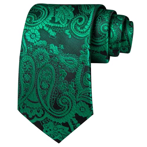 Image of Barry.Wang Men Ties Paisley Woven Silk Necktie Set with Pocket Suqare Cufflinks Formal
