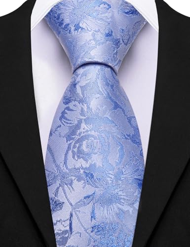 Image of Barry.Wang Mens 6 PCS Ties Silk Striped Paisley Check Floral Necktie Silky Woven Wedding Business Party Ties 3.34 inch
