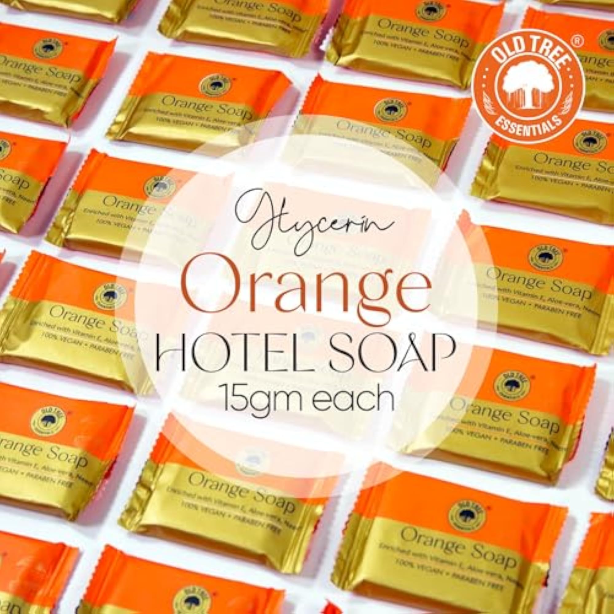 Hotel Soap 15gm Pack of 100, Natural Orange Glycerine