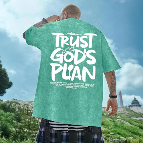 Image of BINTEHGS God Christian T Shirts for Men Jesus Faith Shirt Acid Wash Oversized Tees Bible Verse Graphic Vintage Tshirt