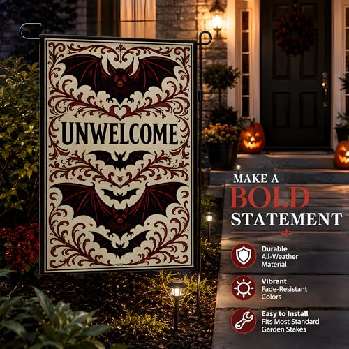 Halloween Decorations Outdoor - UNWELCOME Garden Flag - image 2