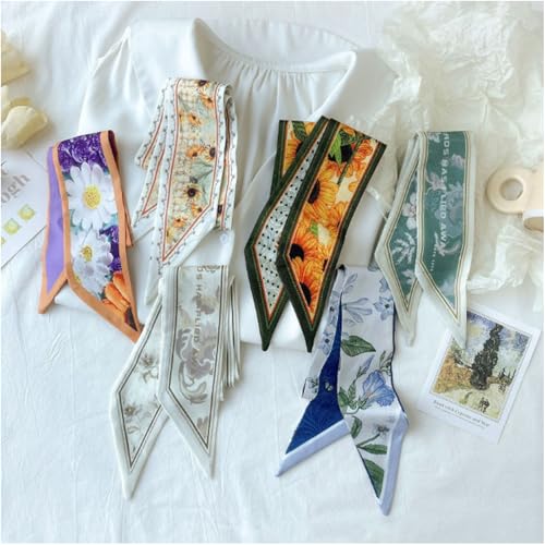 8Pcs Scarves for Women,Head Scarf Hair Neck Scarve,Handbags Ponytails Handle Fashion Accessory 35.4"×2.4"4