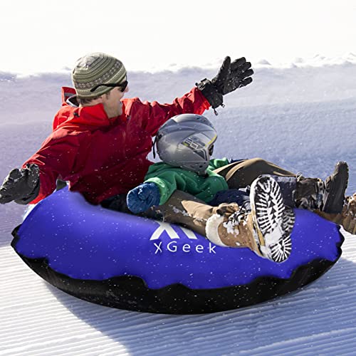 Xgeek 44" Heavy Duty Snow Tube, High Speed River Snow Tube Snow Sleds With Premium Canvas Cover Inflatable Sledding Tube For Adults #TOP6