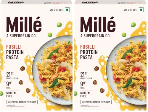 Image of Mille High Protein Fusilli Pasta | Gluten Free| 1.8X Plant Protein | No Maida | 250Gms (Pack of 2)