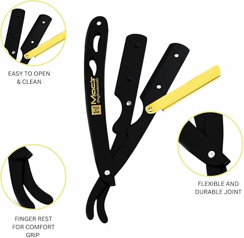 Miniatura 3 de Maquinillas de afeitar profesionales B&G de borde recto, con Green Platinum Derby 100 cuchillas - Mecanismo de reemplazo de cuchillas fáciles-100%