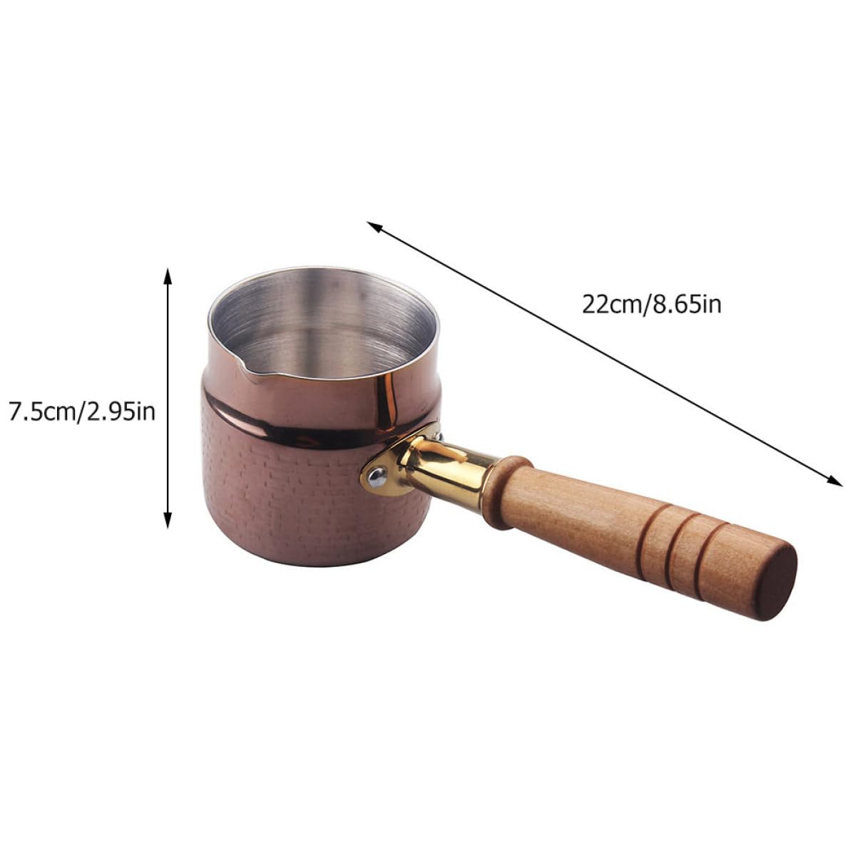 jojofuny Olla para Derretir Mantequilla y Chocolate de Acero Inoxidable con Mango de Madera, Función para Mantener Caliente, Adecuado para Uso en Casa y Tiendas