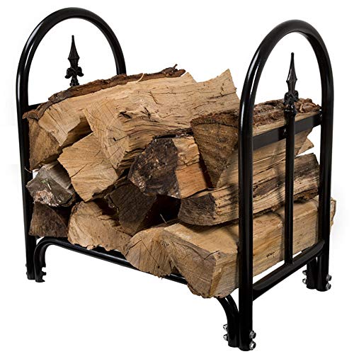 FUFU Ecran de Cheminée Porte-chauffage à l'intérieur/en extérieur 23 pouces Supports de rack de grille décoratifs, idéal for le stockage, le séchage ou la chauffage de bois de chauffage noir Protect