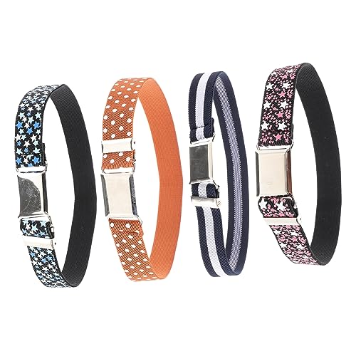 4 pcs Elastic Waist Belts for Stretchy Waistband for Boys and Lightweight Dress Belts with Star and Stripe Patterns Comfortable Daily Wear Accessory