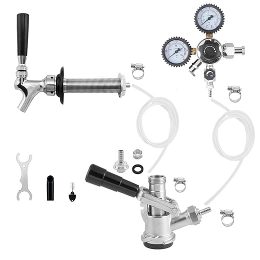 Single Tap Kegerator Door Mount Conversion Kit with Dual Gauge CGA-320 Regulator & D-System Keg Coupler for Bars, Pubs, and Restaurants (CO2 Tank Not Included)