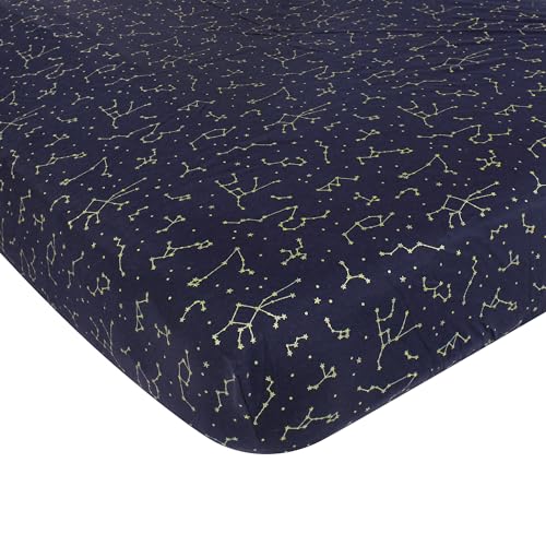 Image of Hudson Baby Unisex Baby Cotton Fitted Crib Sheet, Navy Constellation, One Size