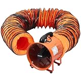 VEVOR Portable Ventilator with Hose, 2 Speed, 10 Inch Utility Blower Exhaust Fan with 33ft Flexible Duct, 350W 1948CFM High Velocity Industrial Air Mover for Extraction and Ventilation
