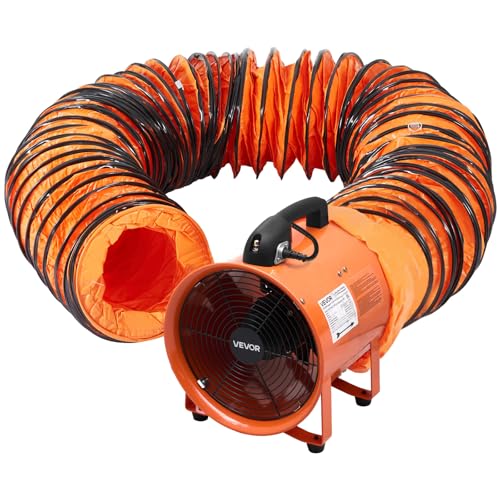 VEVOR Portable Ventilator with Hose, 2 Speed, 10 Inch Utility Blower Exhaust Fan with 33ft Flexible...