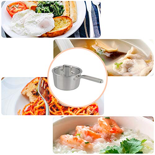 Sandmovie 18 cm Stainless Steel Cookware Milk Saucepan with Cover, Milk Pan for Induction Hob, 1 Pack 7 Gallery Image