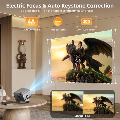 Image of Smart Projector with WIFI and Bluetooth, 800ANSI Native 1080P Portable Projector Built-in Apps, Auto Keystone & Electric Focus Movie Projector for Home Theater Compatible with IOS /Android /HD