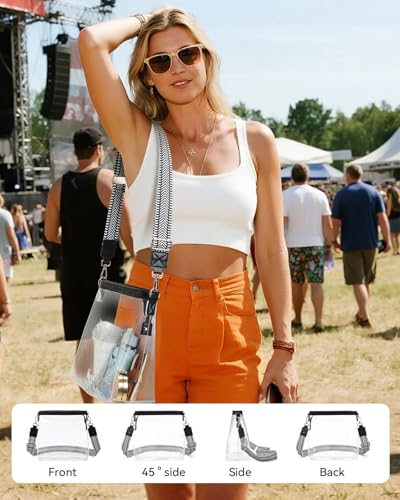 BOSTANTEN Clear Bag for Stadium Events Approved Crossbody Purse with Adjustable Strap for Concerts, Festivals3