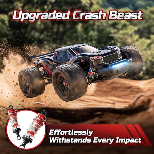 DEERC 1:14 Fast Brushless RC Car for Adults, Max 46+ mph Off-Road Truck, 2 * 3S Lipo 4WD Waterproof, 7 Lighting Modes High Speed Remote Control, All Terrain Truggy for Snow, Sand & Mud - Image 4