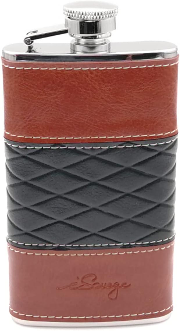 4oz Leather Wrapped Hip Flask-YM156