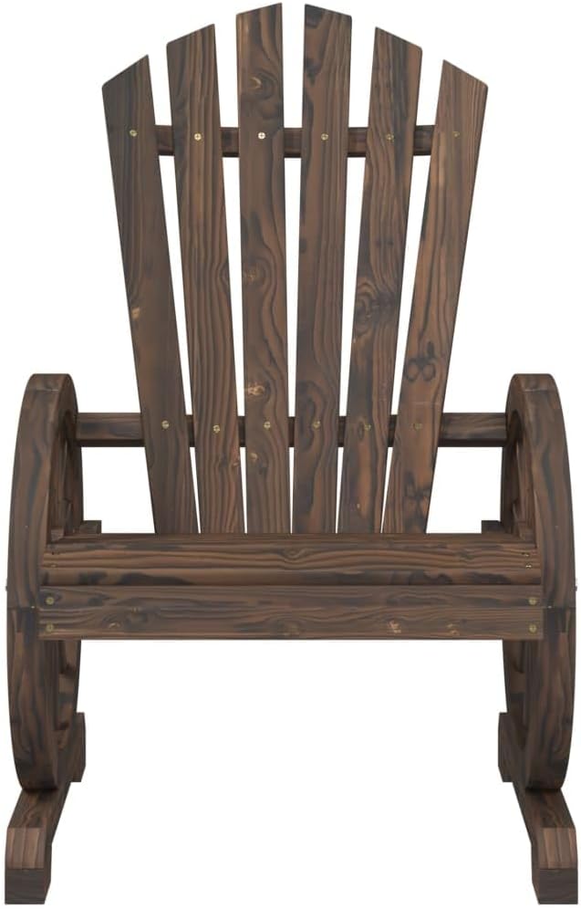 vidaXL Patio Adirondack Chair Set - 4 Brown Solid Fir Wood Outdoor Lounge Chairs for Deck, Garden, Poolside Comfort with Armrests