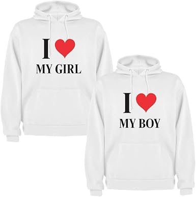 Pack de 2 Sudaderas Blancas para Parejas, My Boy y My Girl, Negro/Rojo :  Amazon.es: Ropa