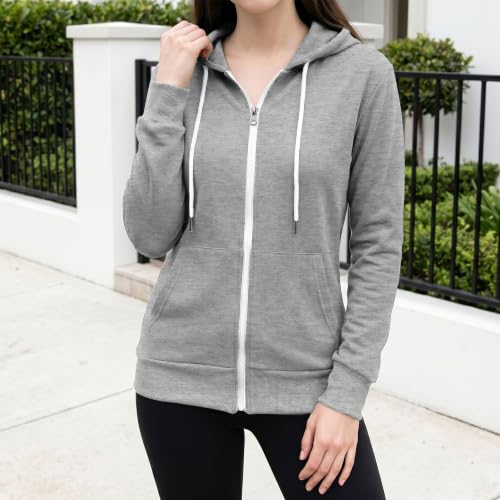Image of GIVON Basic Lightweight Zip-Up Hoodie Long Sleeve Thin Jacket for Women with Plus Size