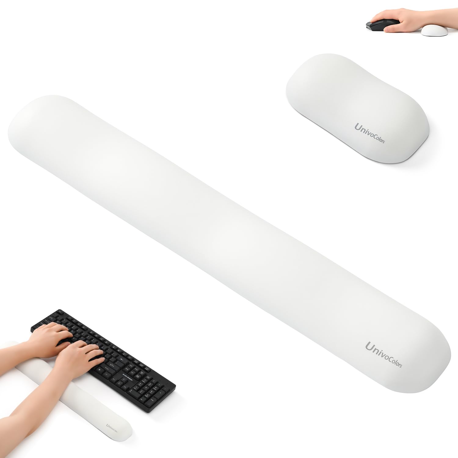UnivoColors Design-Wave Set of Wrist Rest Artificial Sheepskin Memory Foam Ergonomic Anti-Slip Gel Resilience Support During Work and