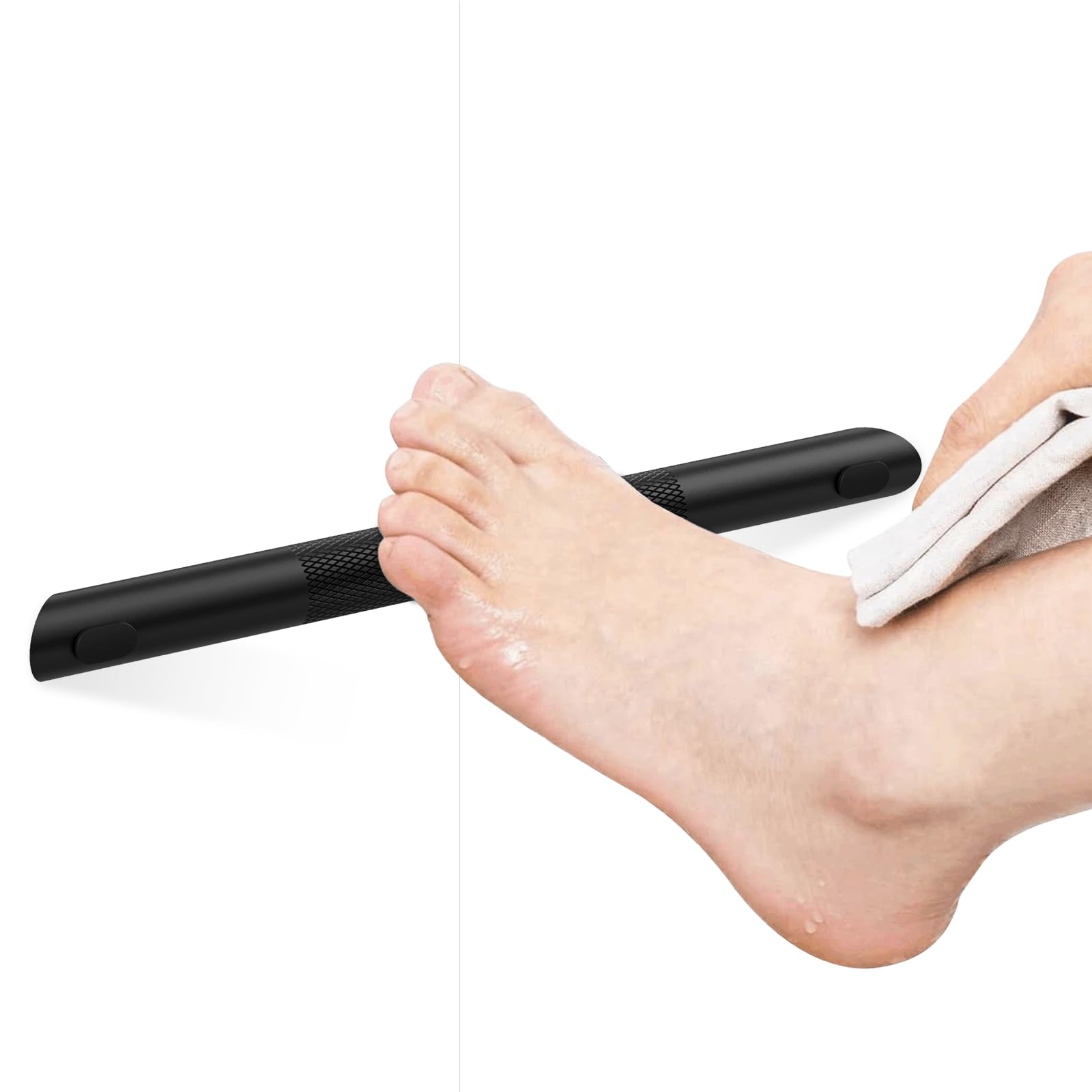 BWE Matte Black Shower Foot Rest Bar, Stainless Steel Bar Corner Shower Foot Rest for Shaving Legs, Non-Slip Knurled Shower Step, Wall Mounted Bathroom Shower Shaving Foot Rest