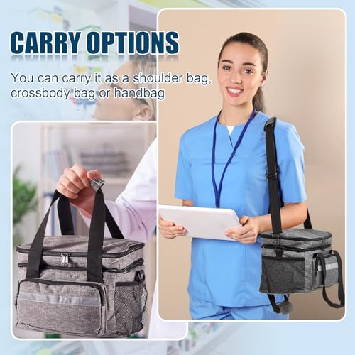 Image of Timgle 1 Pack Double Layers Medicine Storage Bag Pill Bottle Organizer 11.4 x 7.9 x 9.5 in Empty First Aid Kits Bag with Shoulder Strap for Home Emergency Medication Fish Oil Vitamins
