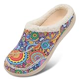 LeIsfIt Womens Wide Slippers Diabetic House Slippers Warm Slip on Slipper Adjustable Memory Foam House Shoes for Edema Swollen Feet Indoor Outdoor Colorful Size 8