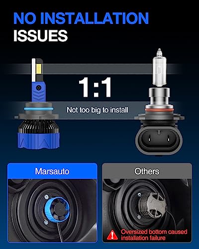 Image of Marsauto 9005 /HB3 Fog Light Bulbs, 10X Brighter 50,000LM 6500K White HB3 Driving Light Bulbs, 1:1 Size Plug N Play IP68 Waterproof, No Flicker, Pack of 2