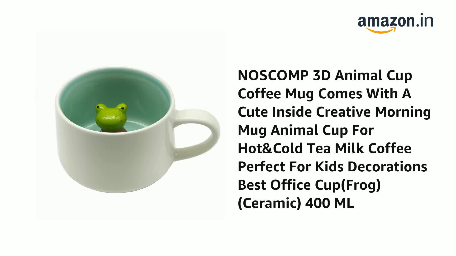 3D Frog Coffee Mug - 400 ML Ceramic Animal Novelty Cup For Kids & Adults