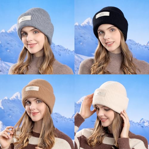 Image of ZOORON Beanie for Women Men Ski Watch Cap Cuffed Plain Skull Knit Hat Soft Fisherman Winter Hat
