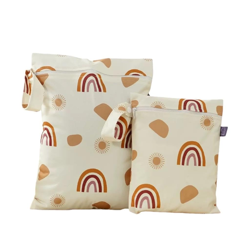 2 Sizes Wet Bags, Waterproof Storage Bag for Baby Diapers and Pump Parts, Reusable Diaper Bag with Zippered Pockets and Handle, Travel Bags, Beach, Pool, Gym Bag for Swimsuits & Wet Clothes, Set of 2 โ image 1