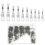 Xynovate 150PCS Fishing Swivel Snaps Terminal Tackle, Quick Change Fishing Snap Swivel, High Strength Tackle Kit for Saltwater Freshwater, 5 Sizes Swivels for Carp Fishing Accessories