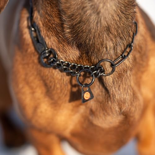 Herm. Sprenger Hundehalskette – Verstellbar, Edelstahl schwarz, 2,0 mm, mit Sprenger-Haken & Durchzugskette – sicher & sanft für Training & Alltag (30 cm)
