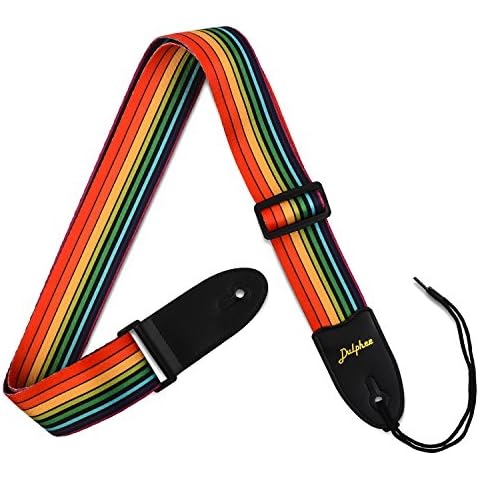Dulphee Rainbow Guitar Strap Adjustable Soft Polyester Shoulder Strap for Bass, Electric & Acoustic Guitars Cover