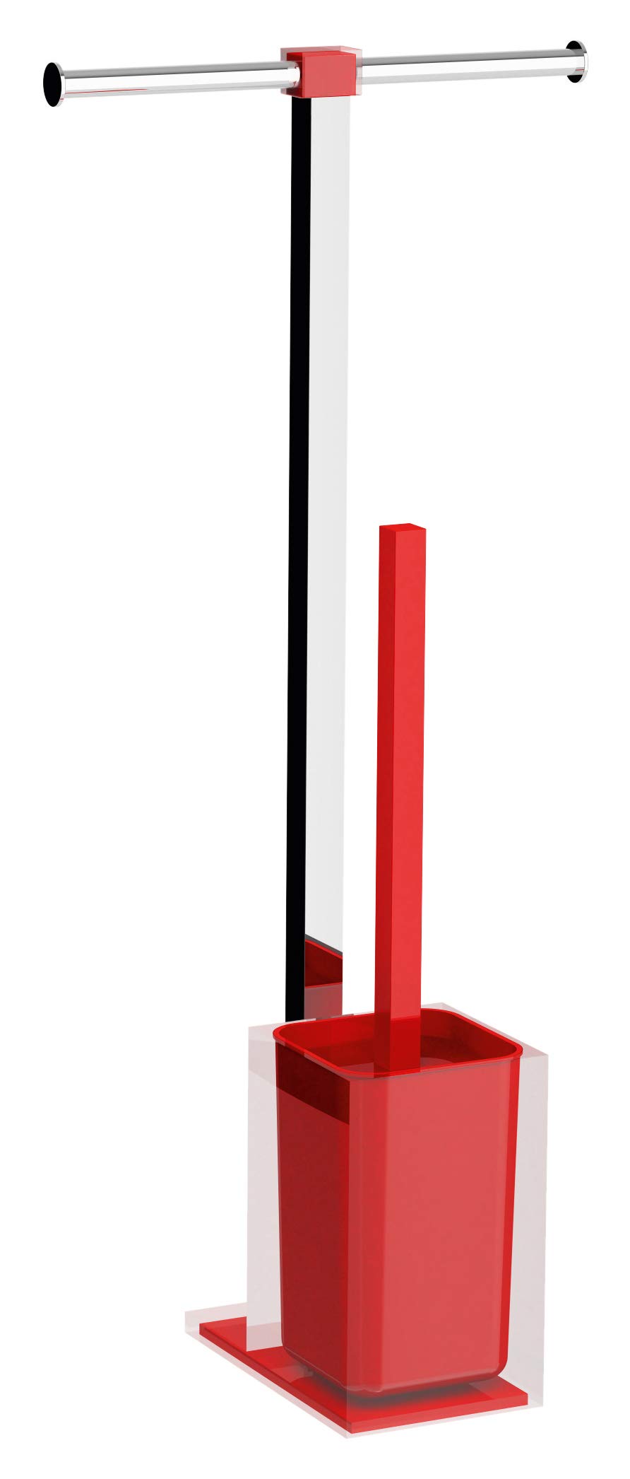 Piantana portarotolo e portascopino bagno Rainbow H 58,8 cm rosso