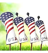 GLOOF Golf Head Covers USA Stars and Stripes and Golf Putter Cover Bundle