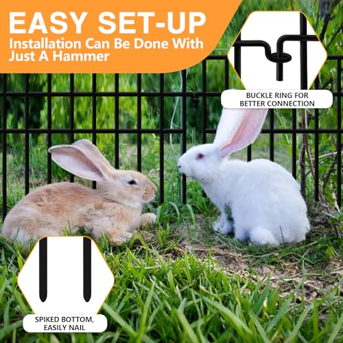 45.33ft(L) X 13in(H) Animal Barrier Fence No Dig, 32 Panels Rabbit Fences for Garden, Dog Digging Ground Defense Border Small Metal Fencing Under Barriers Blocker, Flower Bed, Patio - Thumbnail 5
