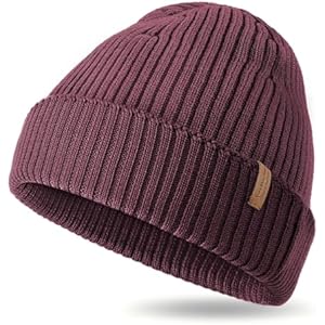 100% Merino Wool Rib Knit Beanie for Men Women, Cuffed Winter Hat, Soft Warm Lightweight Unisex Cold Weather Gift Wine