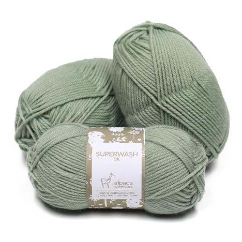 Pure Wool DK Yarn, 3-Skein Set, 150g - Sage Green