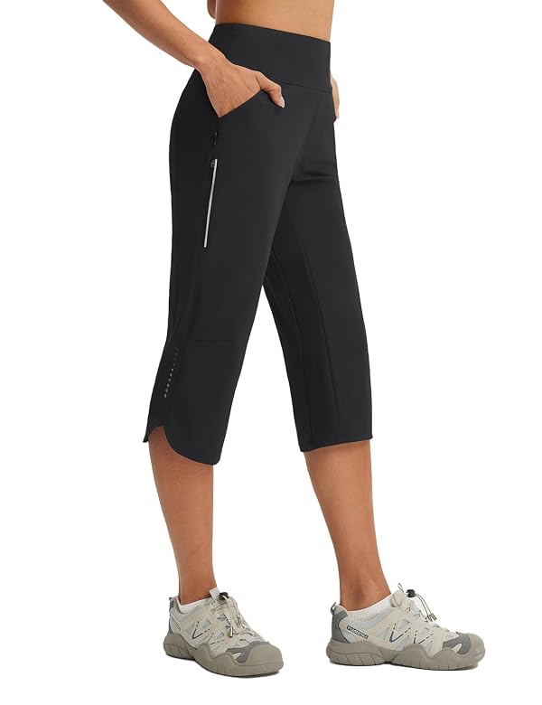 baleaf Women's 19'' Capri Pants Lightweight Quick Dry Cargo Capris Hiking Casual Outdoor Pants Zipper Pockets Black XXL by baleaf - Used condition - US$22.21