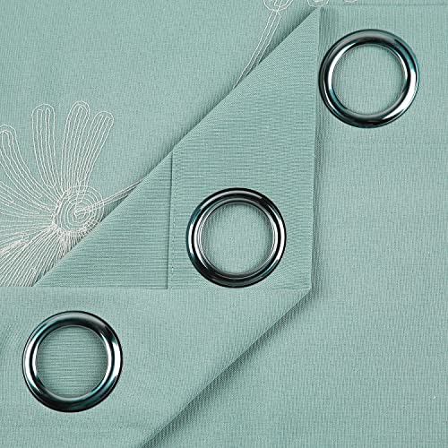 Vogol 2 Panels Floral Pattern Embroidered Elegant Faux Linen Grommet Curtains, Thermal Insulated 60% Blackout Heavy Drapes For Bedroom Living Room, Energy Efficient Window Treatments, 52 X 96 Inch #TOP6