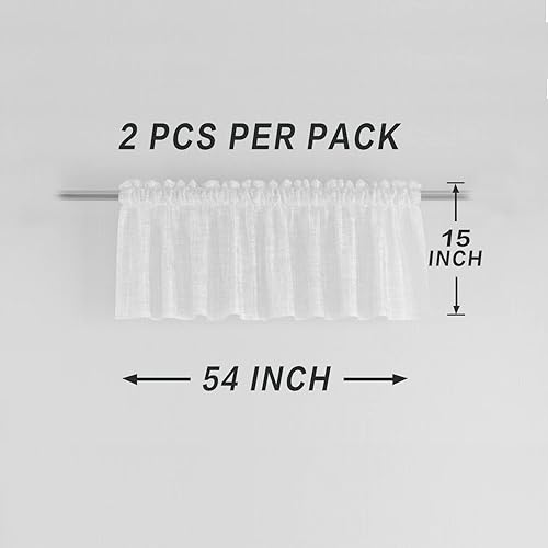 Miniatura 4 de UPOPO Cenefa blanca de 15 pulgadas de largo, transparente, para sala de estar, dormitorio, cocina, cenefa transparente con filtro de luz, cortina