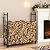 HOOBRO 4FT Firewood Rack with Cover, Adjustable Firewood Log Rack with 2 S-Shaped Hooks, Oxford Fabric Cover, Heavy Duty Log Holder, Fireplace Wood Storage, for Indoor and Outdoor, Black BB04CH02